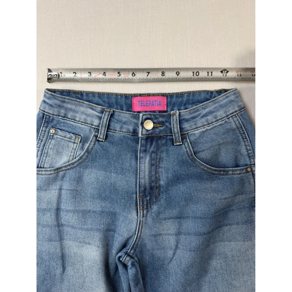 Telepatia Blue Medium Wash Wide Leg Barrel Balloon Jeans Size 1/25 High Rise